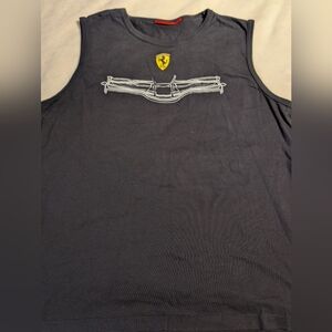 Ferrari Black Sleeveless Shirt with Emblem. Xl